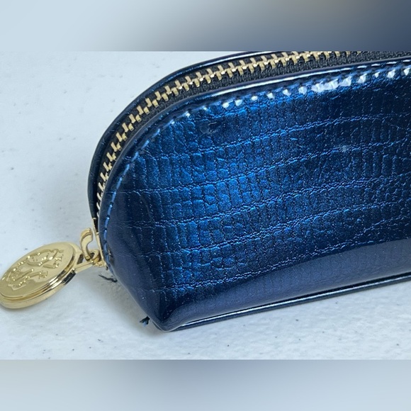 Christian Lacroix Faux Blue Snake Skin Glasses Makeup Bag - Picture 3 of 11